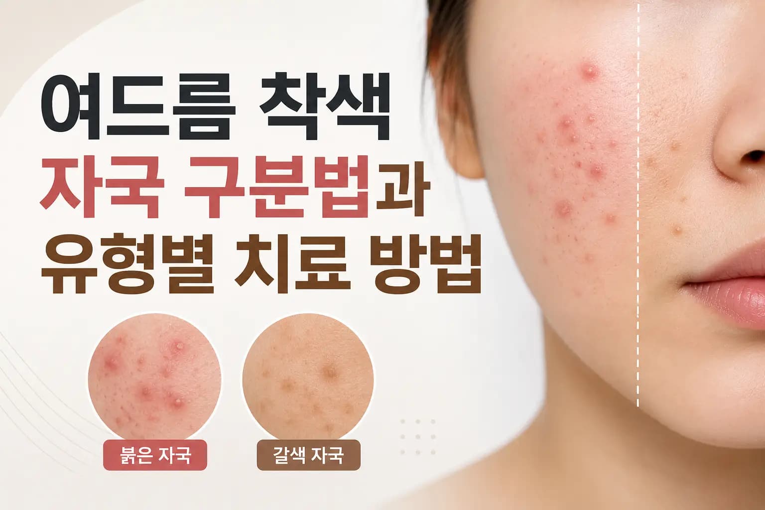 여드름 착색 자국 구분법과 유형별 치료 방법을 안내하는 의료 컨텐츠